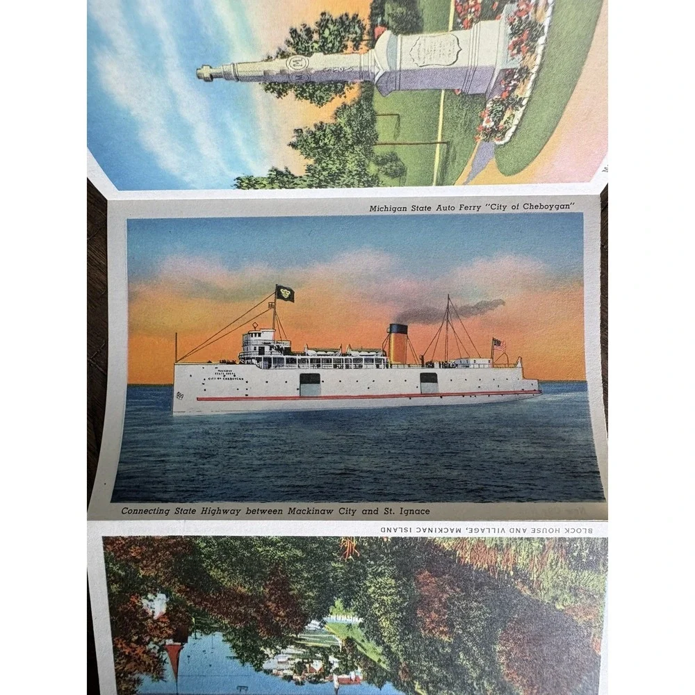 VTG 1938 Souvenir Postcard foldout Scenic pack Mackinaw Island City MICHIGAN NOS